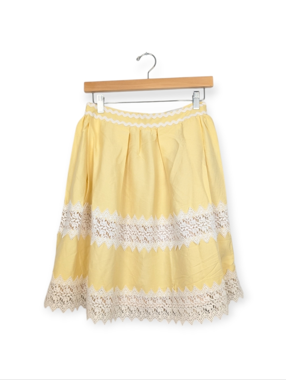 English Factory Skirt S Isabelle Yellow Knee Length Lace Trim - Picture 1 of 8